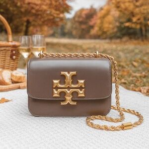 New Tory Burch Eleanor Clam Shell Taupe Small Convertible Shoulder/Crossbody Bag